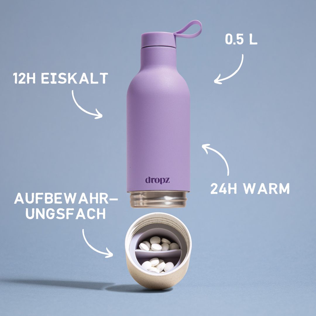 dropz Bottle lavender - 0.5L with storage compartment
